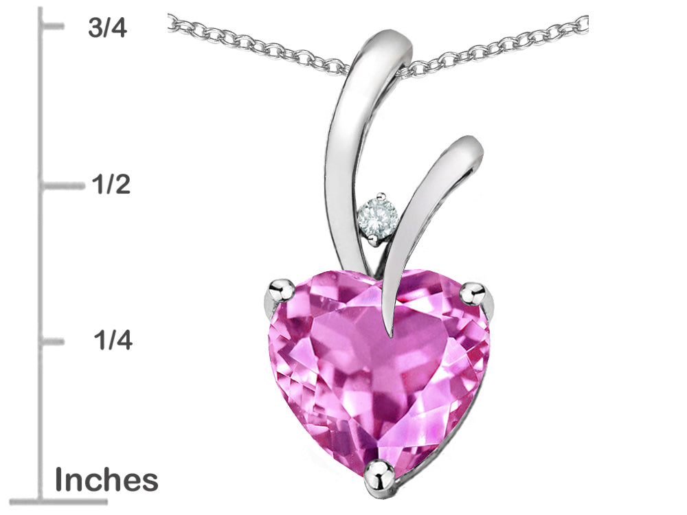 Star K Heart Shape 8mm Created Pink Sapphire Endless Love Pendant Necklace