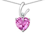 Star K Heart Shape 8mm Created Pink Sapphire Endless Love Pendant Necklace