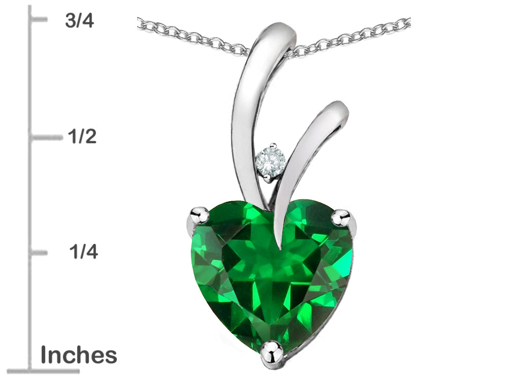 Star K Heart Shape 8mm Simulated Emerald Endless Love Pendant Necklace