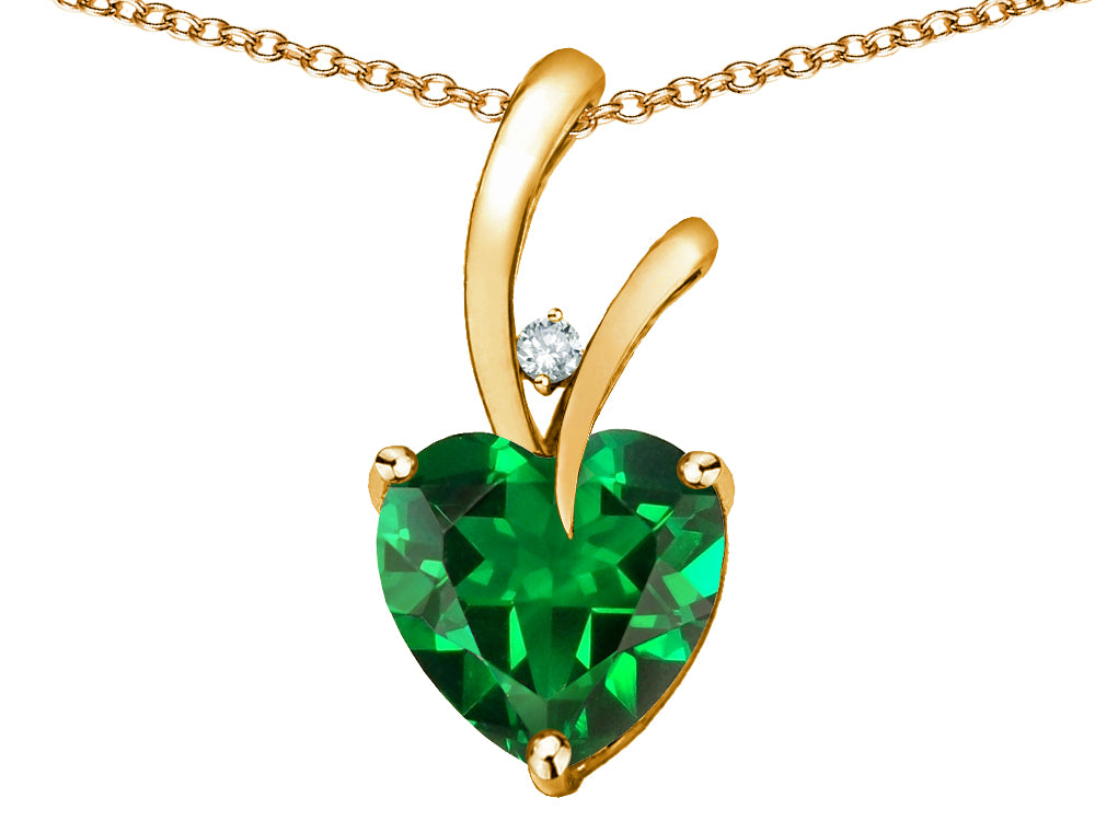 Star K Heart Shape 8mm Simulated Emerald Endless Love Pendant Necklace