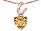 Star K Heart Shape 8mm Simulated Imperial Yellow Topaz Endless Love Pendant Necklace