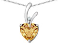 Star K Heart Shape 8mm Simulated Imperial Yellow Topaz Endless Love Pendant Necklace