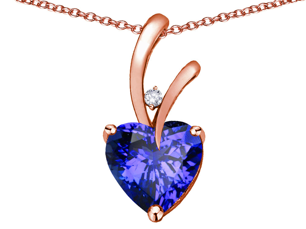 Star K Heart Shape 8mm Simulated Tanzanite Endless Love Pendant Necklace