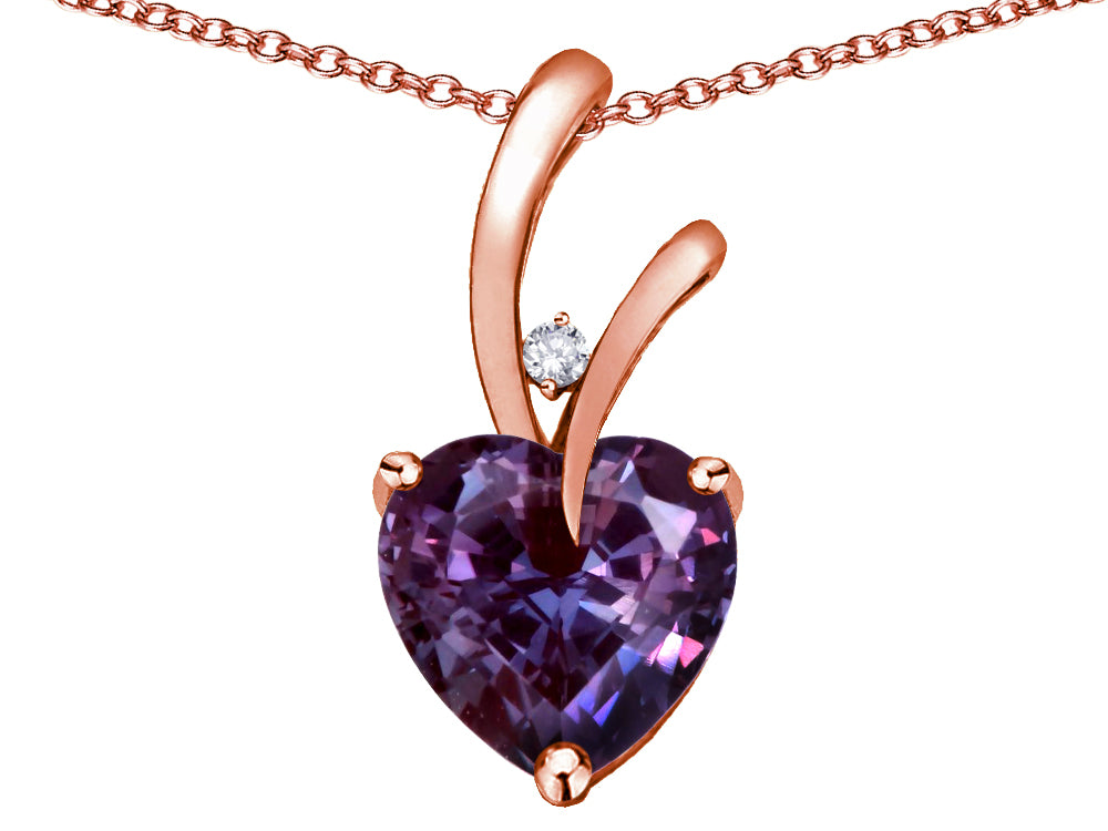 Star K Heart Shape 8mm Simulated Alexandrite Endless Love Pendant Necklace