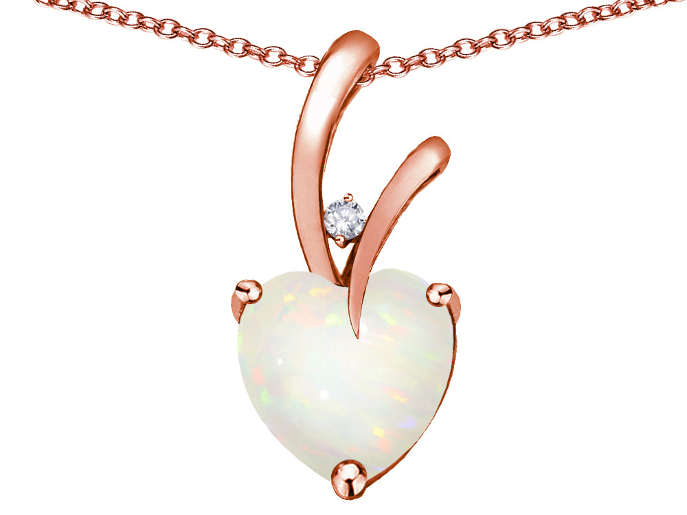 Star K Heart Shape 8mm Genuine Opal Endless Love Pendant Necklace
