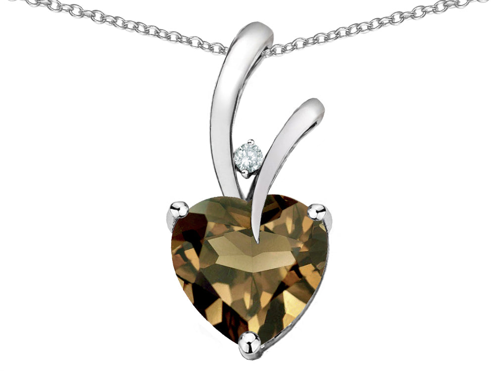 Star K Heart Shape 8mm Genuine Smoky Quartz Endless Love Pendant Necklace
