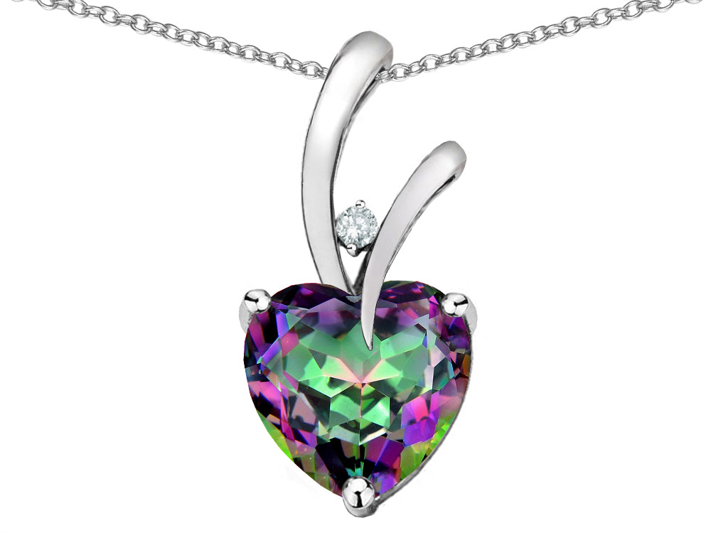 Star K Heart Shape 8mm Rainbow Mystic Topaz Endless Love Pendant Necklace