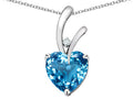 Star K Heart Shape 8mm Genuine Blue Topaz Endless Love Pendant Necklace