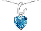 Star K Heart Shape 8mm Genuine Blue Topaz Endless Love Pendant Necklace