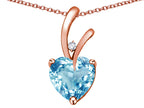 Star K Heart Shape 8mm Genuine Sky Blue Topaz Endless Love Pendant Necklace
