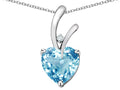 Star K Heart Shape 8mm Genuine Sky Blue Topaz Endless Love Pendant Necklace