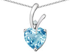 Star K Heart Shape 8mm Genuine Sky Blue Topaz Endless Love Pendant Necklace