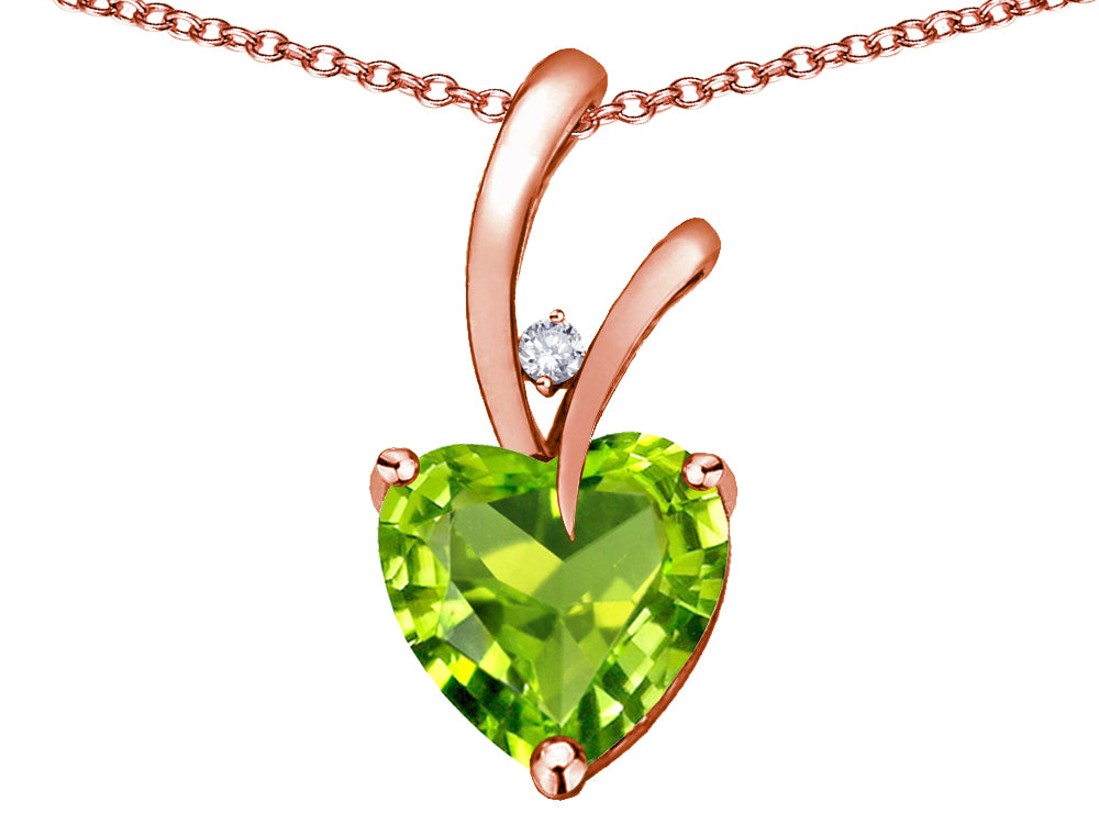 Star K Heart Shape 8mm Genuine Peridot Endless Love Pendant Necklace
