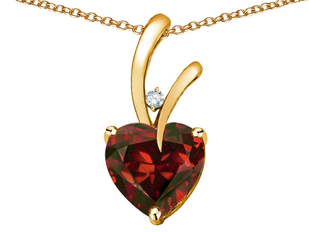 Star K Heart Shape 8mm Genuine Garnet Endless Love Pendant Necklace