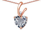 Star K Heart Shape 8mm Genuine Aquamarine Endless Love Pendant Necklace