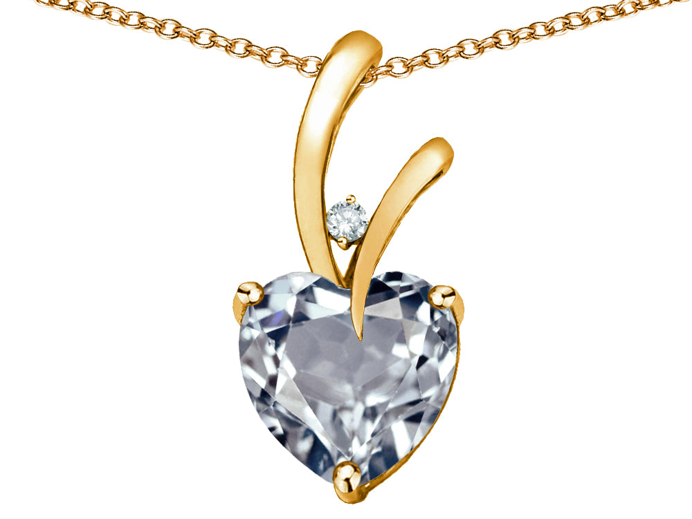 Star K Heart Shape 8mm Genuine Aquamarine Endless Love Pendant Necklace