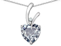 Star K Heart Shape 8mm Genuine Aquamarine Endless Love Pendant Necklace