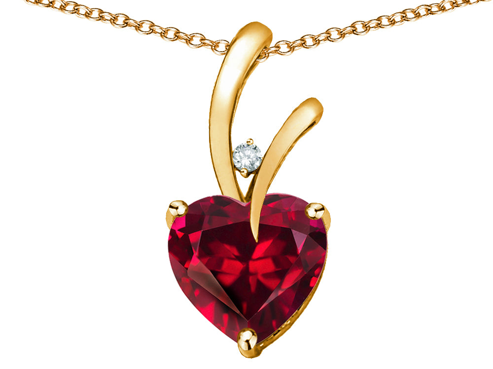Star K Heart Shape 8mm Created Ruby Endless Love Pendant Necklace