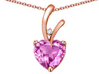 Star K Heart Shape 8mm Created Pink Sapphire Endless Love Pendant Necklace