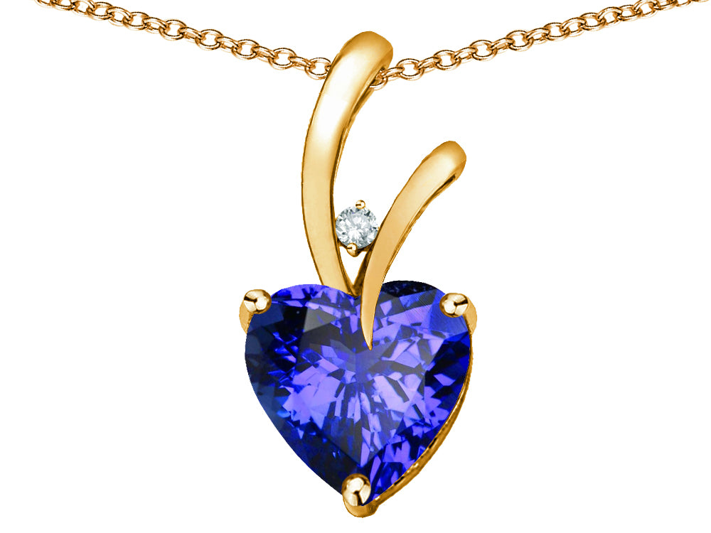 Star K Heart Shape 8mm Simulated Tanzanite Endless Love Pendant Necklace