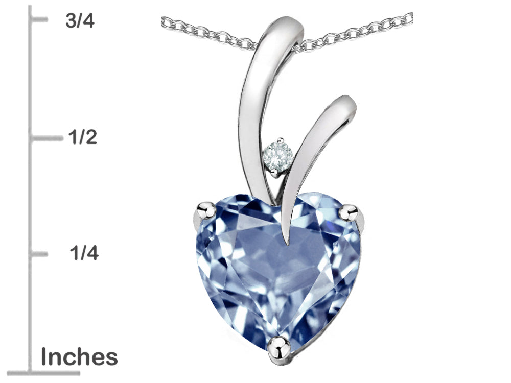 Star K Heart Shape 8mm Simulated Aquamarine Endless Love Pendant Necklace