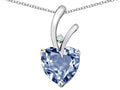 Star K Heart Shape 8mm Simulated Aquamarine Endless Love Pendant Necklace