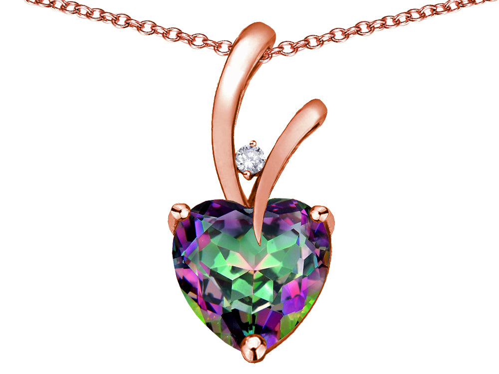 Star K Heart Shape 8mm Rainbow Mystic Topaz Endless Love Pendant Necklace