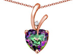 Star K Heart Shape 8mm Rainbow Mystic Topaz Endless Love Pendant Necklace