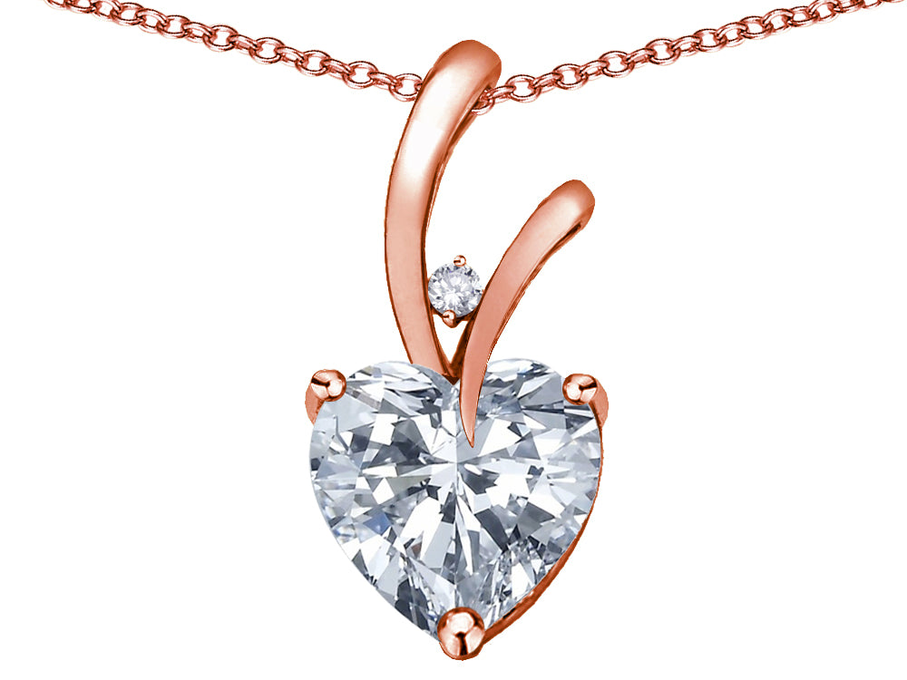 Star K Heart Shape 8mm Genuine White Topaz Endless Love Pendant Necklace