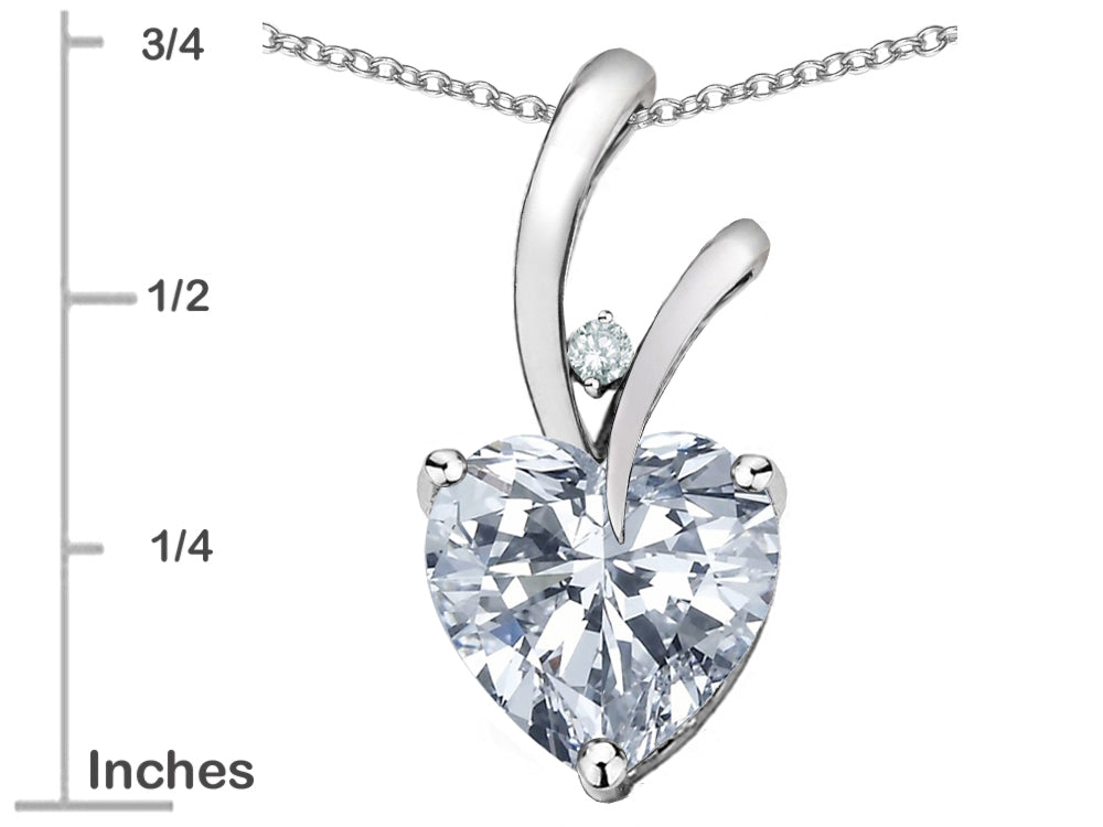 Star K Heart Shape 8mm Genuine White Topaz Endless Love Pendant Necklace