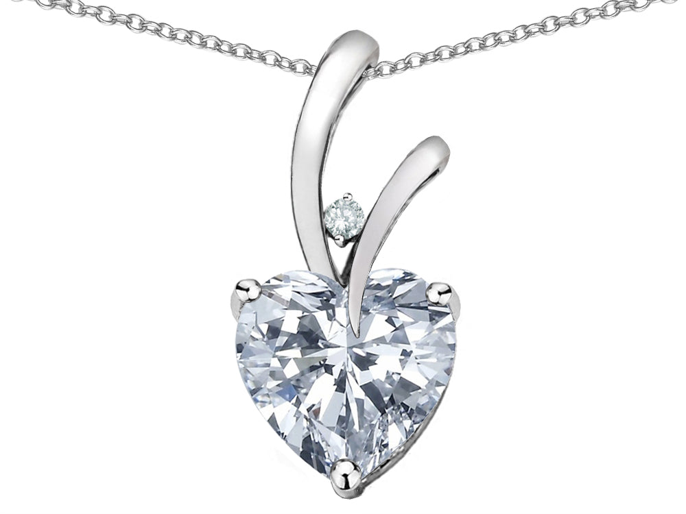 Star K Heart Shape 8mm Genuine White Topaz Endless Love Pendant Necklace