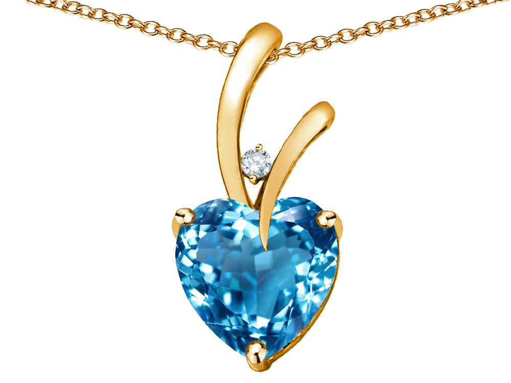 Star K Heart Shape 8mm Genuine Blue Topaz Endless Love Pendant Necklace