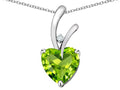 Star K Heart Shape 8mm Genuine Peridot Endless Love Pendant Necklace