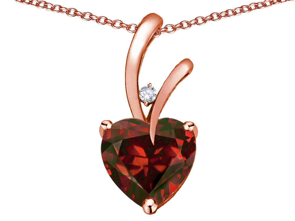 Star K Heart Shape 8mm Genuine Garnet Endless Love Pendant Necklace