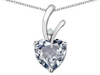 Star K Heart Shape 8mm Genuine Aquamarine Endless Love Pendant Necklace