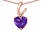 Star K Heart Shape 8mm Genuine Amethyst Endless Love Pendant Necklace