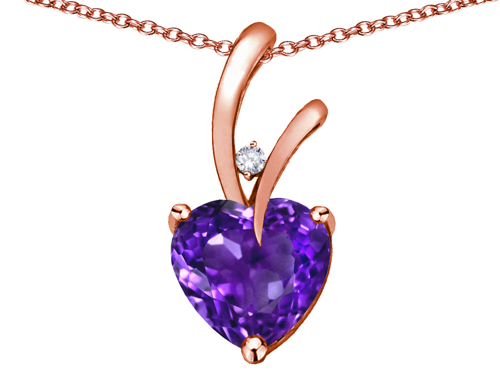 Star K Heart Shape 8mm Genuine Amethyst Endless Love Pendant Necklace