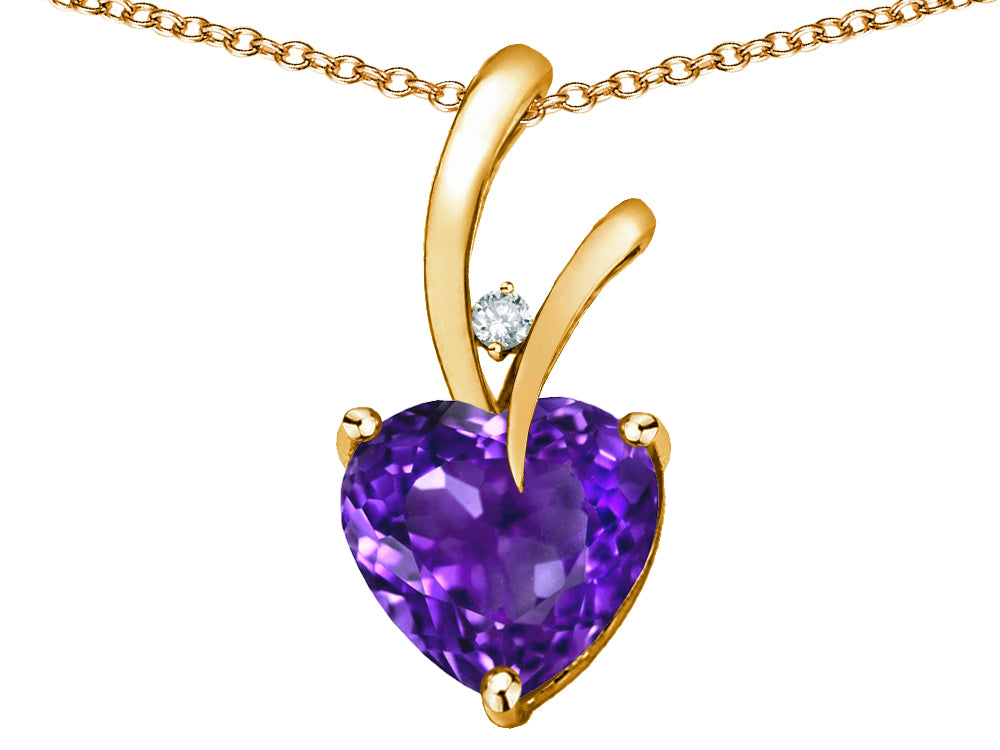 Star K Heart Shape 8mm Genuine Amethyst Endless Love Pendant Necklace