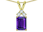 Star K Classic Emerald Octagon Cut 8x6mm Genuine Amethyst Rabbit Ear Pendant Necklace