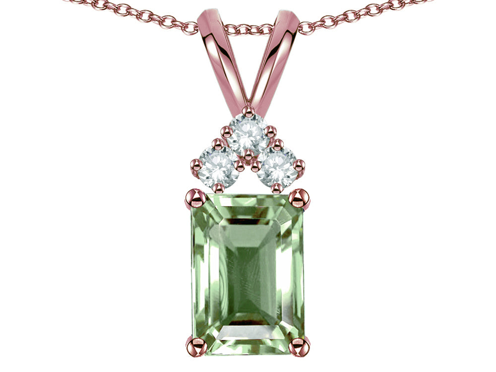 Star K Classic Emerald Octagon Cut 8x6mm Genuine Green Amethyst Rabbit Ear Pendant Necklace