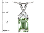 Star K Classic Emerald Octagon Cut 8x6mm Genuine Green Amethyst Rabbit Ear Pendant Necklace