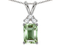 Star K Classic Emerald Octagon Cut 8x6mm Genuine Green Amethyst Rabbit Ear Pendant Necklace