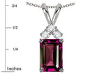 Star K Classic Emerald Octagon Cut 8x6mm Genuine Rhodolite Rabbit Ear Pendant Necklace