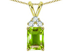 Star K Classic Emerald Octagon Cut 8x6mm Genuine Peridot Rabbit Ear Pendant Necklace