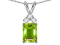 Star K Classic Emerald Octagon Cut 8x6mm Genuine Peridot Rabbit Ear Pendant Necklace