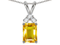 Star K Classic Emerald Octagon Cut 8x6mm Genuine Citrine Rabbit Ear Pendant Necklace