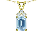 Star K Classic Emerald Octagon Cut 8x6mm Genuine Sky Blue Topaz Rabbit Ear Pendant Necklace
