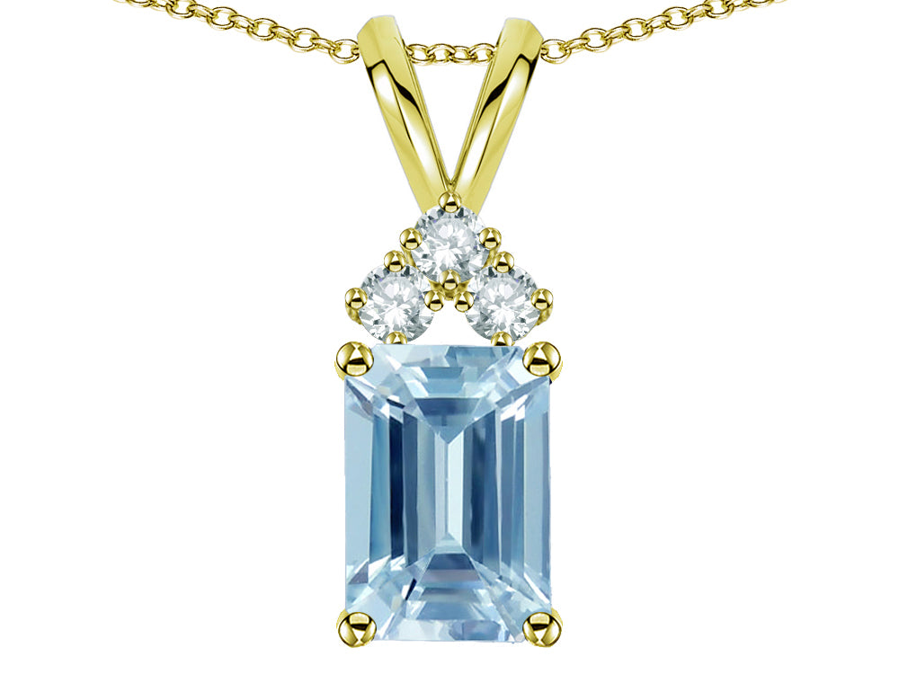Star K Classic Emerald Octagon Cut 8x6mm Genuine Sky Blue Topaz Rabbit Ear Pendant Necklace