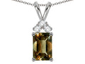 Star K Classic Emerald Octagon Cut 8x6mm Genuine Smoky Quartz Rabbit Ear Pendant Necklace