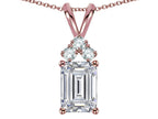 Star K Classic Emerald Octagon Cut 8x6mm Genuine White Topaz Rabbit Ear Pendant Necklace